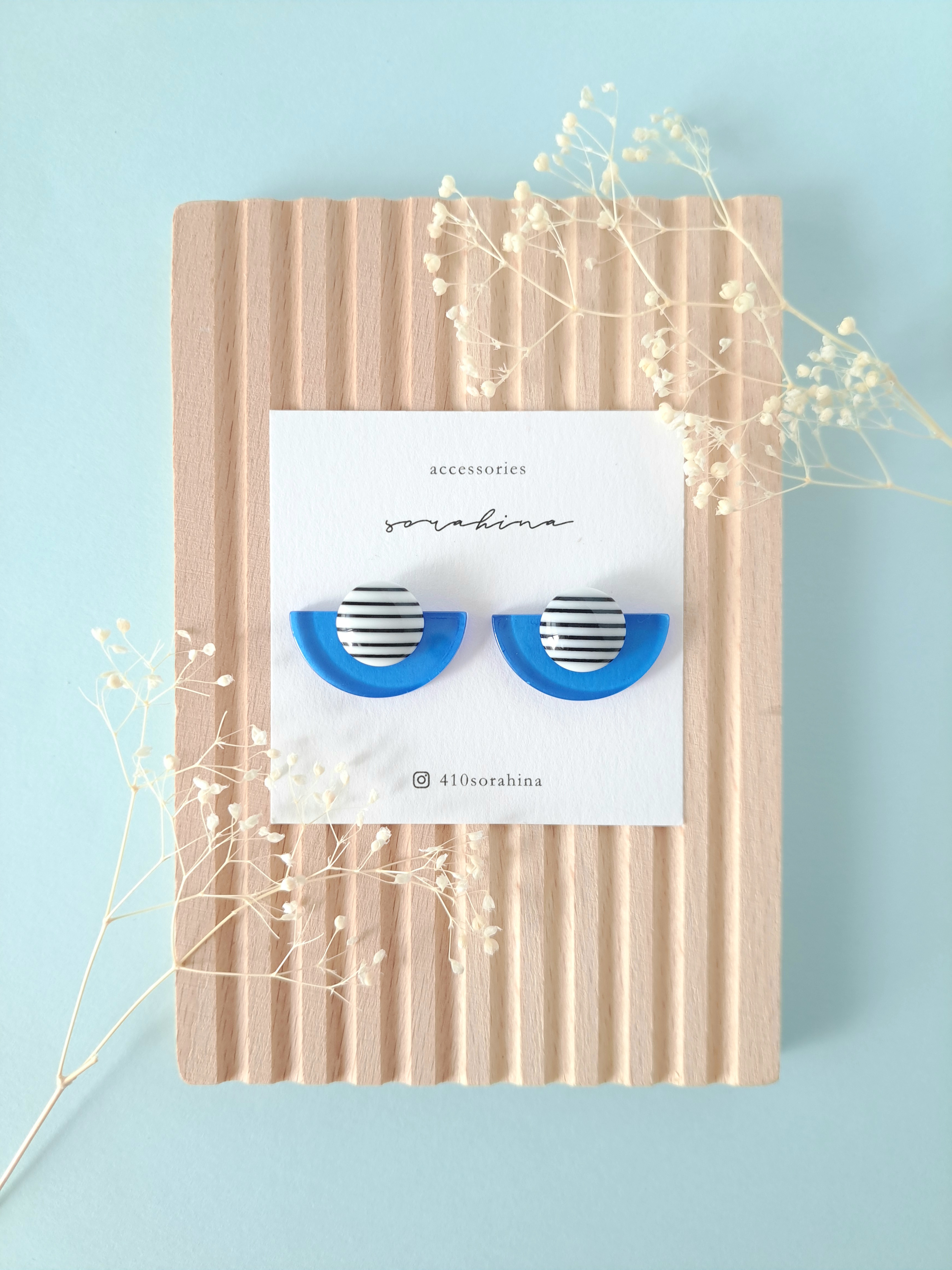 ★c　"心動かすアクセサリー…"　春　夏　レトロ×クリアブルー　ピアス／イヤリングe