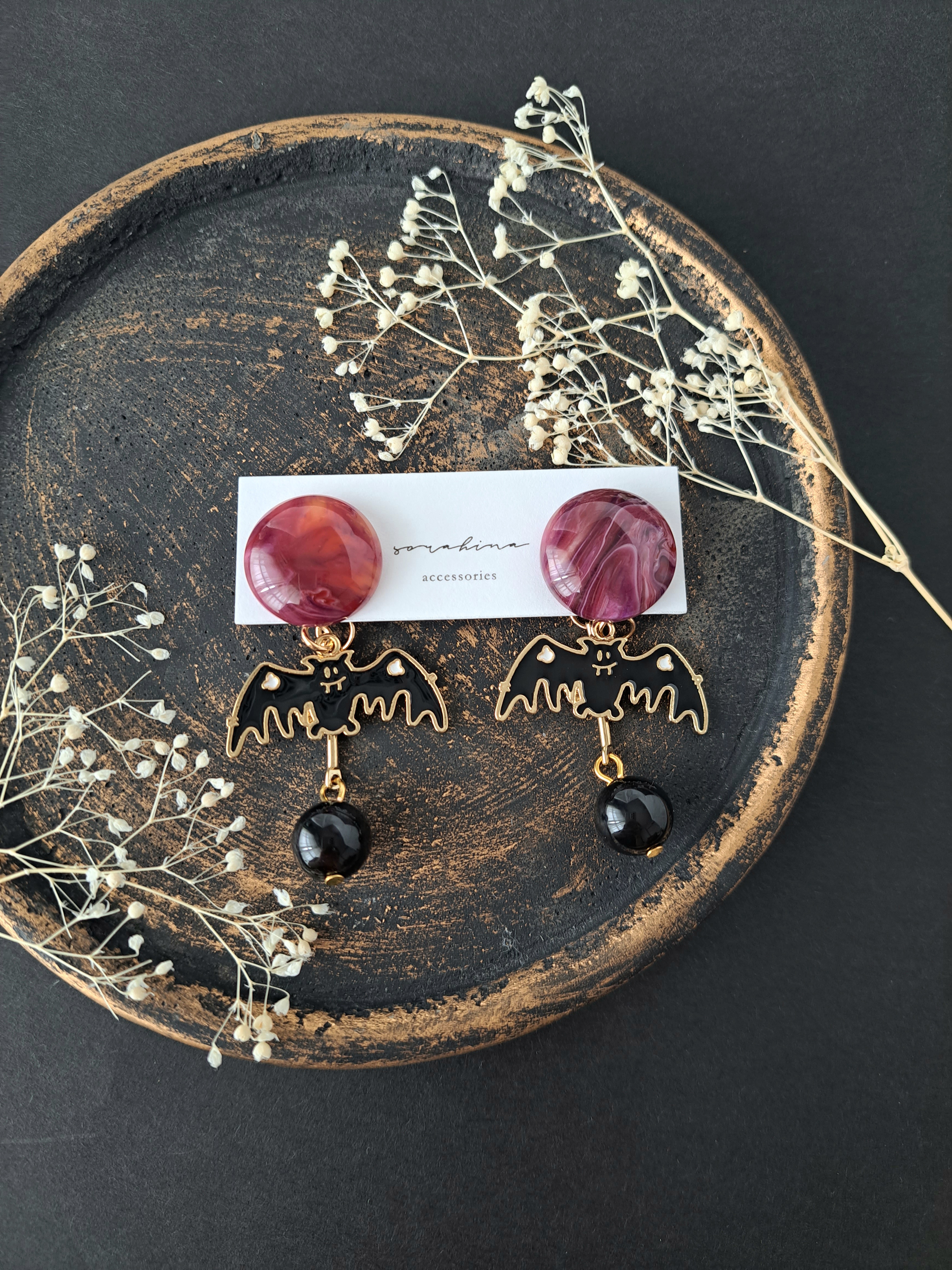 ★"大人モードハロウィン…" 秋 冬 レッド コウモリ 大ぶり 大人モードピアス/イヤリングe1枚目の画像